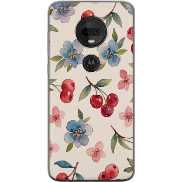 Motorola Moto G7 Läpinäkyvä kuori Marjat & Kukat - kuvio, j
