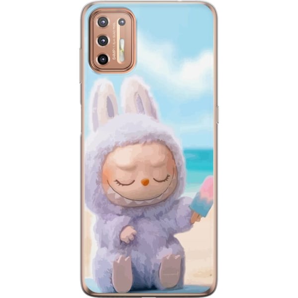 Motorola Moto G9 Plus Genomskinligt Skal Labubu Pink Mood – Rosa monsterdesign