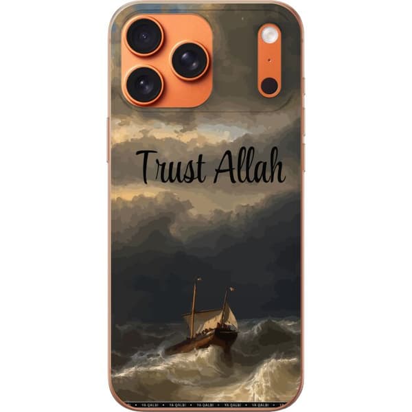 Kompatibelt Mobildeksel til Apple iPhone 18 Pro Max Trust Allah över stormigt hav brun