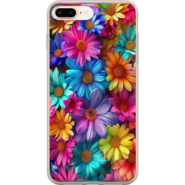 Apple iPhone 8 Plus Läpinäkyvä kuori Gerbera Kukat Värikäs Koriste Kukka Motiivi Suosittu Kotisisustus Väririkas Seinätaide Suunnittelu