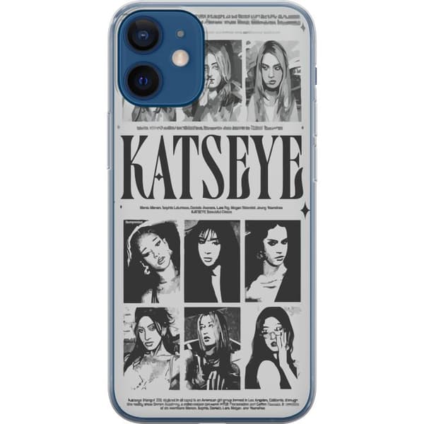 Kompatibelt Mobilskal till Apple iPhone 12 mini KATSEYE svartvit poster grå