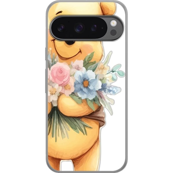 Google Pixel 9 Pro XL Gennemsigtig cover Nalle Puh med blomste