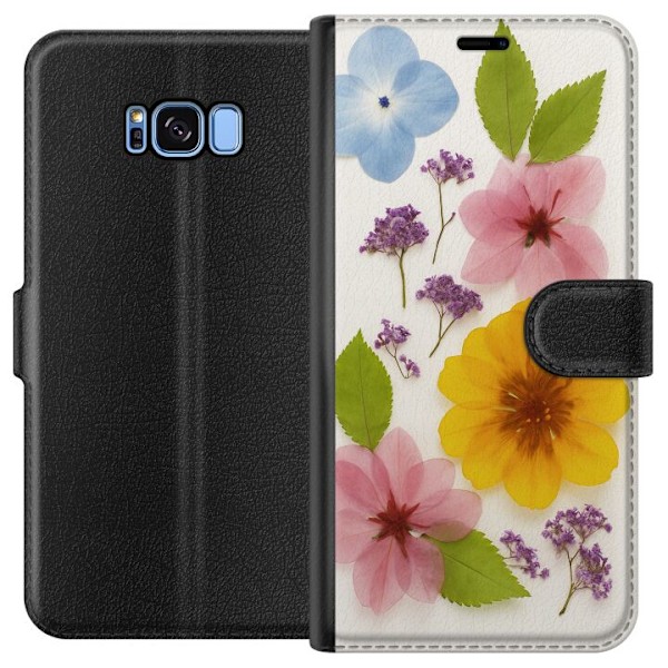Samsung Galaxy S8 Tegnebogsetui Pressede blomster