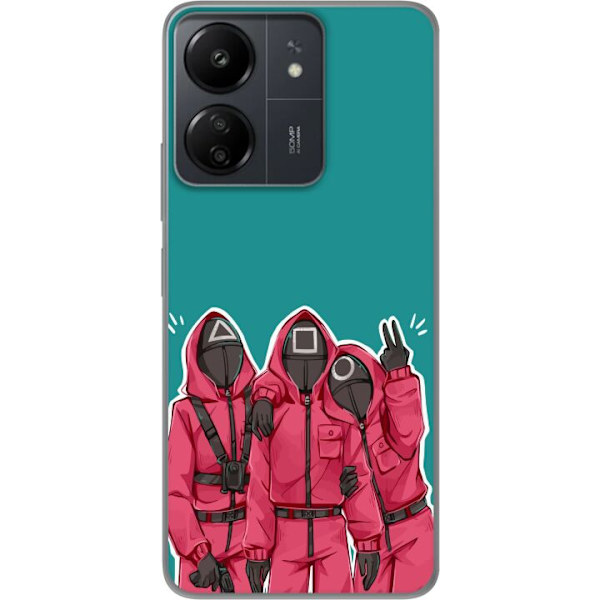 Xiaomi Redmi 13C Genomskinligt Skal Squid Game Karaktärer Grafisk Design Seriefigurer Populär TV Motiv Asiatisk Stil Spännande Trend