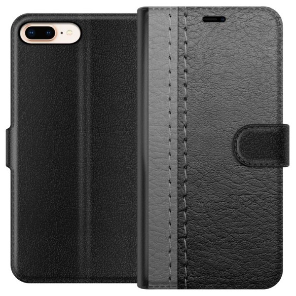 Apple iPhone 8 Plus Plånboksfodral Black & Grey Leather