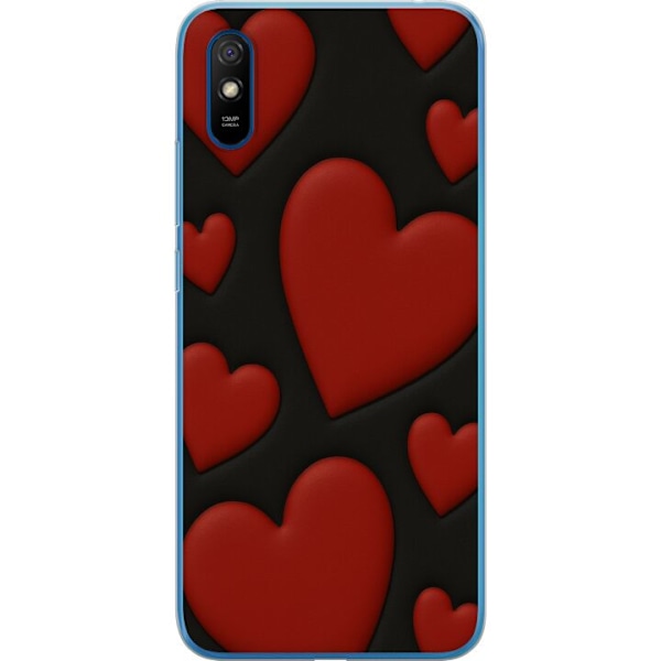 Xiaomi Redmi 9A Läpinäkyvä kuori Punaiset Samettisydämet