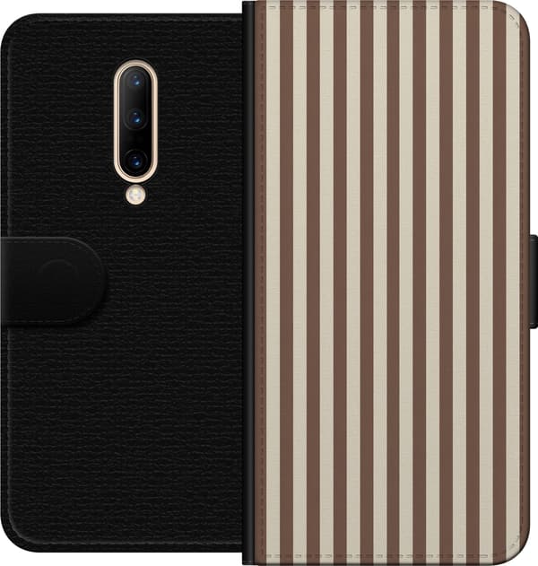 Kompatibelt Plånboksfodral till OnePlus 7 Pro Bruna latteränder brun