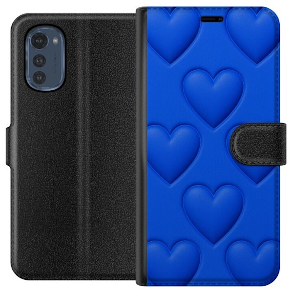 Motorola Moto E32s Lommeboketui Blå Hjerter