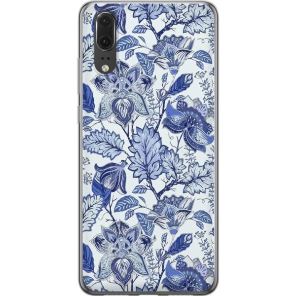 Huawei P20 Gennemsigtig cover Blomster Blå...