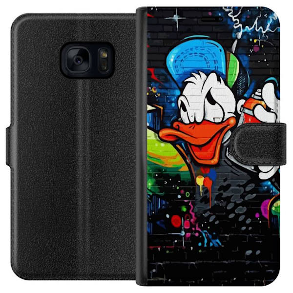 Samsung Galaxy S7 Lompakkokotelo Kalle Anka Graffiti Disney Design Hauska Lasten Motiivi Väri Graafinen Suosittu Sarja Ikoninen Disney-hahmo