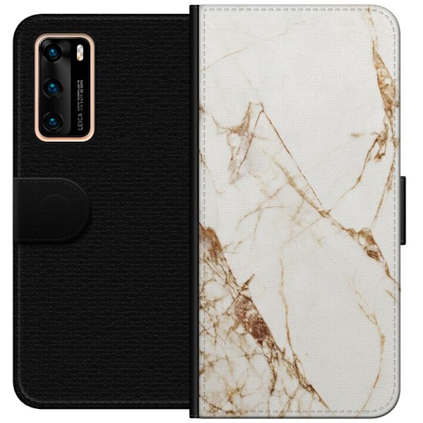 Huawei P40 Tegnebogsetui Hvid marmor