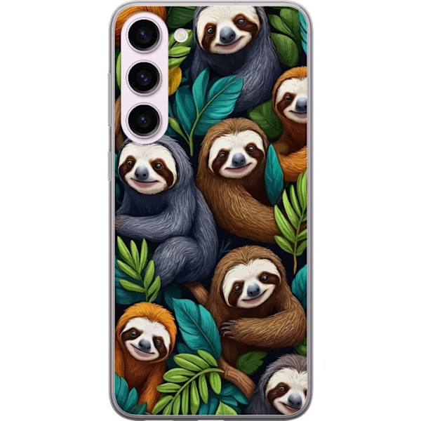 Samsung Galaxy S23+ Gennemsigtig cover Sengångarstil - afslappet motiv med sød dovendyr