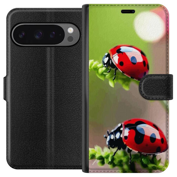 Google Pixel 9 Pro XL Tegnebogsetui Ladybug Insekt Held Symbol Naturlig Motiv Populær Grafisk Motiv Dekoration Sommer Tur