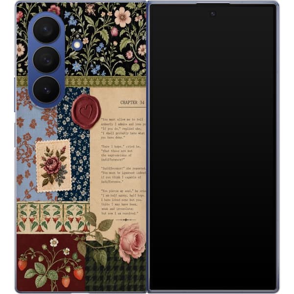 Kompatibelt Mobildeksel til Samsung Galaxy Z Fold7 Beige blomsterbrev beige