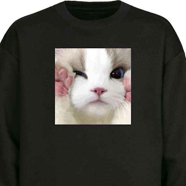 Sweatshirt for Voksen | Klassisk Collegegenser Katt svart XL