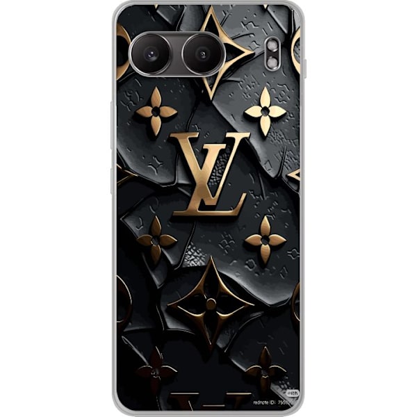 OnePlus Nord 4 Läpinäkyvä kuori Louis Vuitton Tumma tila Suunnittelu Musta Ylellisyys Tyyli Muoti Suosittu Graafinen Kuvio Muotisymboli Luksusbrän