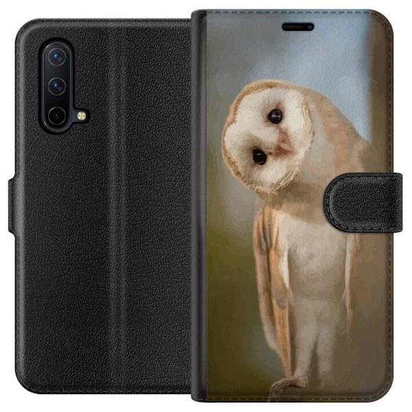 OnePlus Nord CE 5G Tegnebogsetui Ugle Nysgerrig Blik Fuglemotiv Skov Natur Grafisk Design Populært Motiv Dyr Tema Dekoration