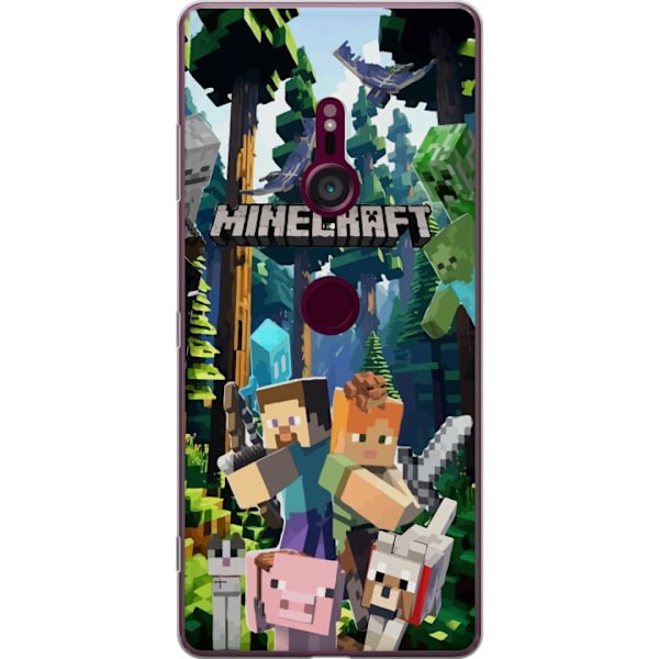 Sony Xperia XZ3 Läpinäkyvä kuori Minecraft-matkapuhelinkotelo metsällä ja pikselityylisillä hahmoilla