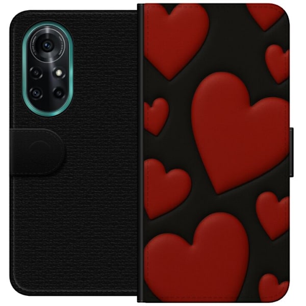 Huawei nova 8 Pro Lompakkokotelo Punaiset Samettisydämet