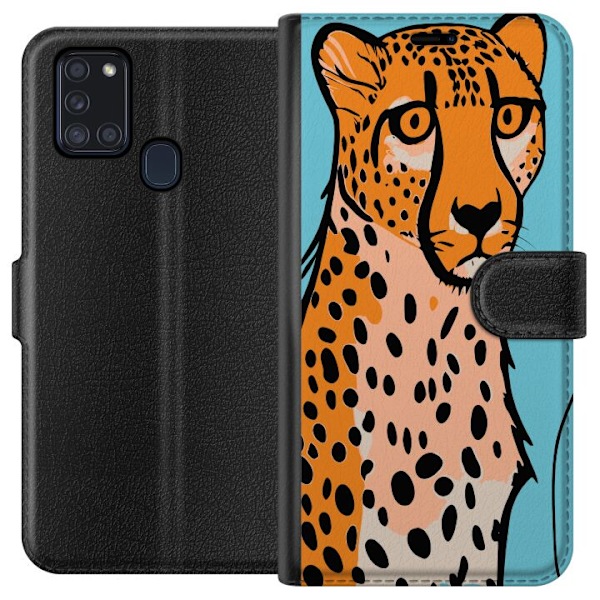 Samsung Galaxy A21s Lommeboketui Overrasket Leopard