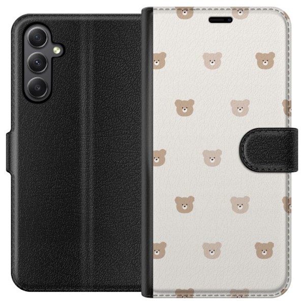 Samsung Galaxy A24 4G Tegnebogsetui Teddybaggrund - søde tedd