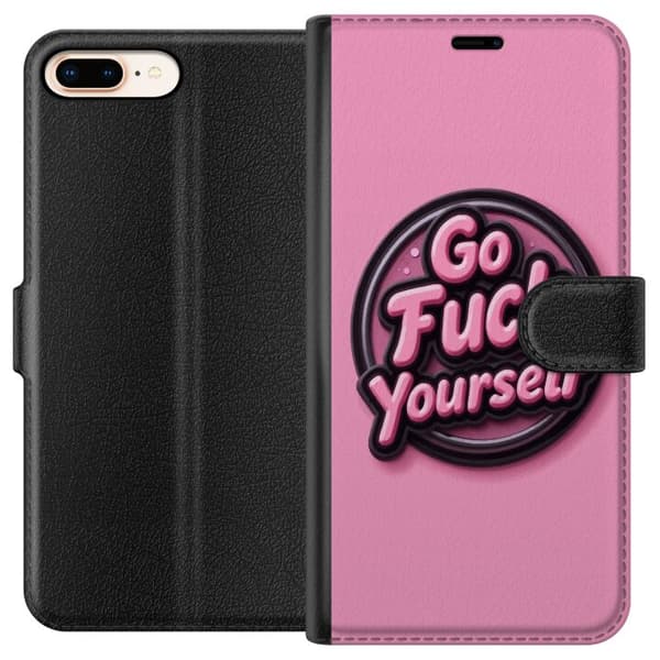 Kompatibel Tegnebogsetui til Apple iPhone 8 Plus Rosa 3D textposter