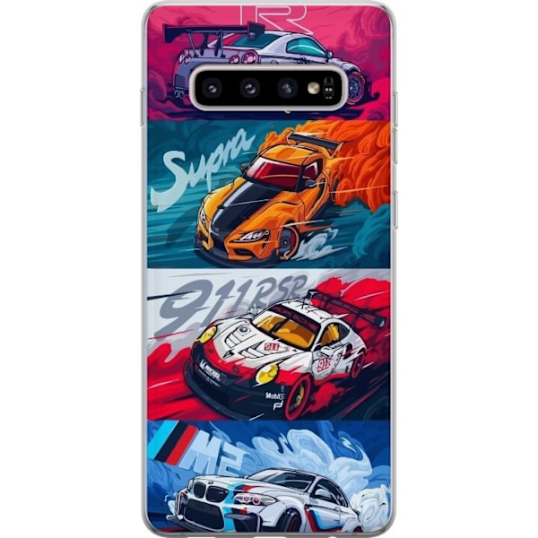 Samsung Galaxy S10+ Läpinäkyvä kuori Nopeat Autot - Piirret