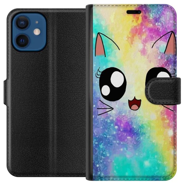 Kompatibelt Plånboksfodral till Apple iPhone 12 Cute Cat Galaxy