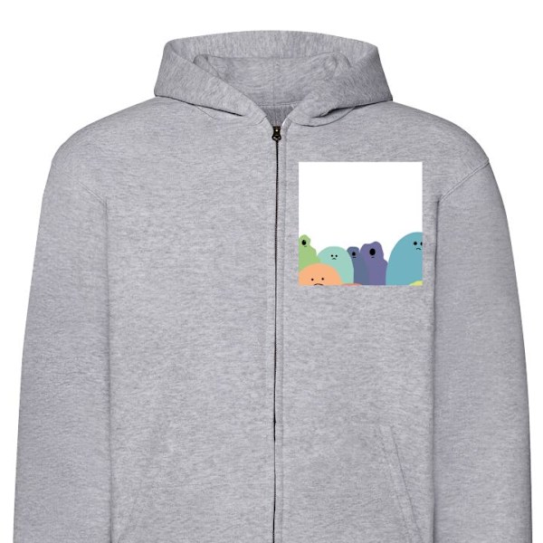 Zip-Hoodie | Huvtröja med Dragkedja för Vuxna Figurer grå M