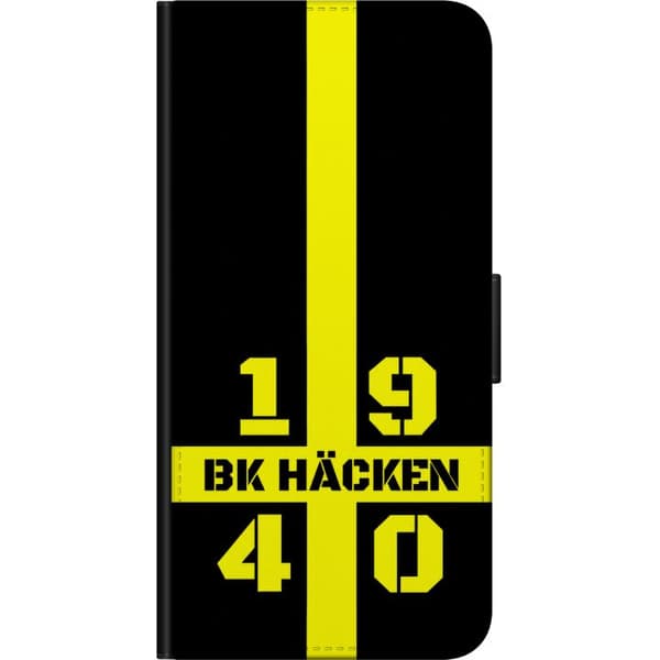 Kompatibel Tegnebogsetui til Xiaomi Redmi Note 9 Pro Gult årstal - Gule tal, der danner 1940 omkring en lodret gul stribe på sort baggrund sort