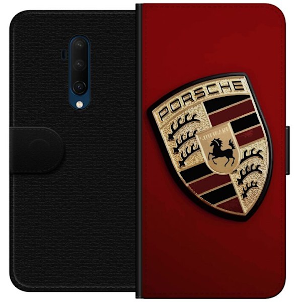 OnePlus 7T Pro Lompakkokotelo Kännykkäkotelo tyylikkäällä Porce-logolla mustavalkoisena