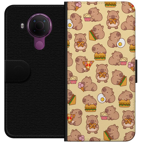 Nokia 5.4 Lompakkokotelo Kawaii capybara puhelinkotelo useilla söpöillä hahmoilla