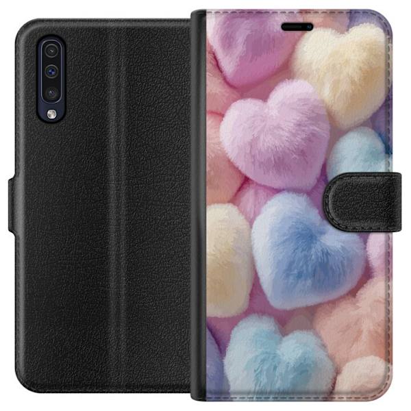 Samsung Galaxy A50 Plånboksfodral Hjärtan Kärlek Grafisk Design Romantiskt Motiv Populärt Symbol Grafiskt Mönster Dekoration