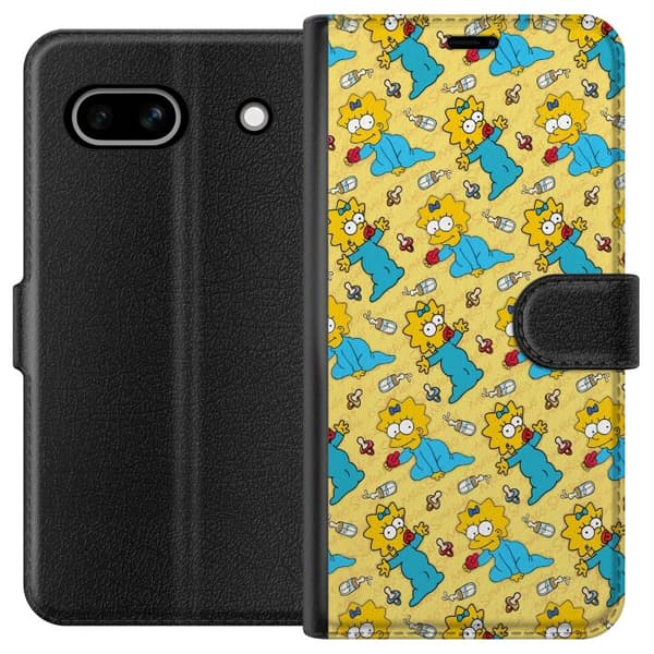 Kompatibel Tegnebogsetui til Google Pixel 7a Mønster med Maggie Simpson, sutter og sutteflasker gul