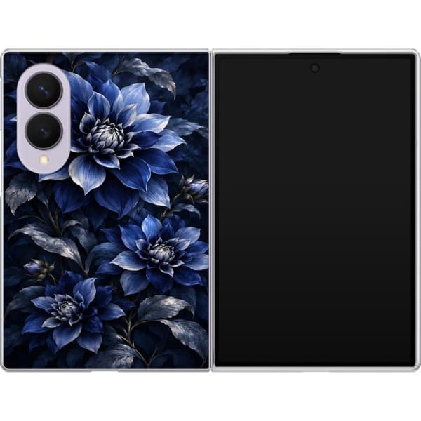 Kompatibelt Mobilskal till Samsung Galaxy Z Fold8 Blå dahlior blå