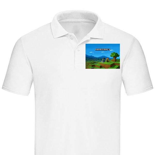 Piké för Vuxen | Elegant Pikétröja Minecraft Key Art Vit Small