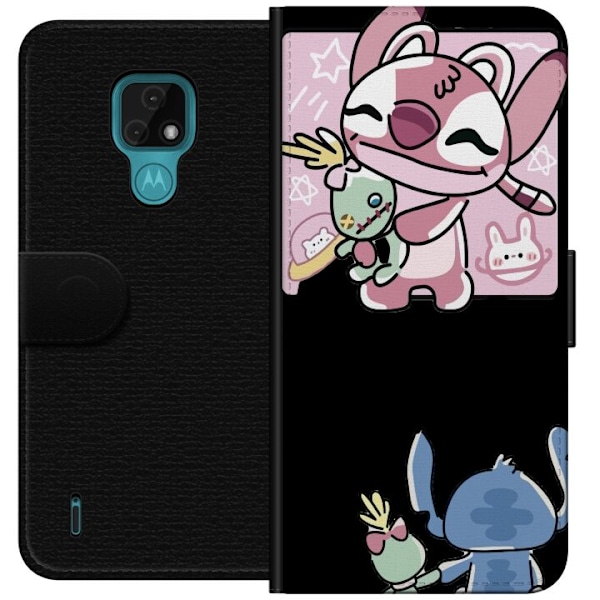 Motorola Moto E7 Lompakkokotelo Stitch ystävät