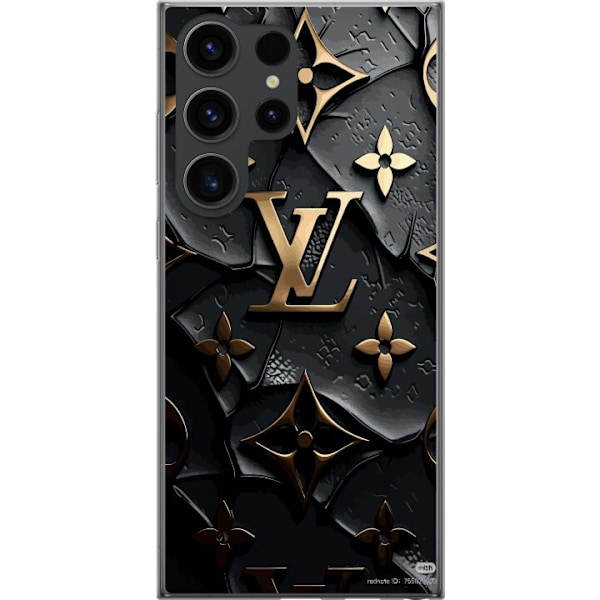 Samsung Galaxy S24 Ultra Gennemsigtig cover Louis Vuitton Mørk Tilstand Design Sort Luksus Stil Mode Populær Grafisk Mønster Modeikon Luksusmærke