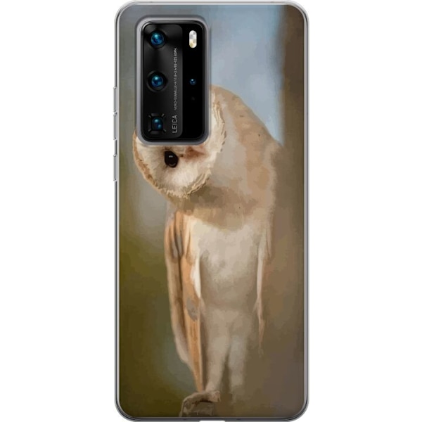 Huawei P40 Pro Genomskinligt Skal Uggla Nyfiken Blick Fågelmotiv Skog Natur Grafiskt Design Populärt Motiv Djur Tema Dekoration