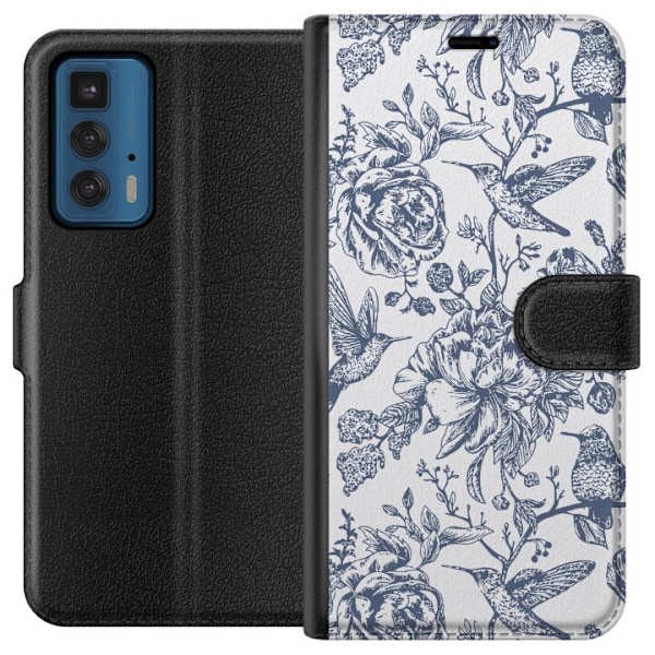 Motorola Edge 20 Pro Tegnebogsetui Blomster & Fugle - Romantisk Vintage-stil Mønster
