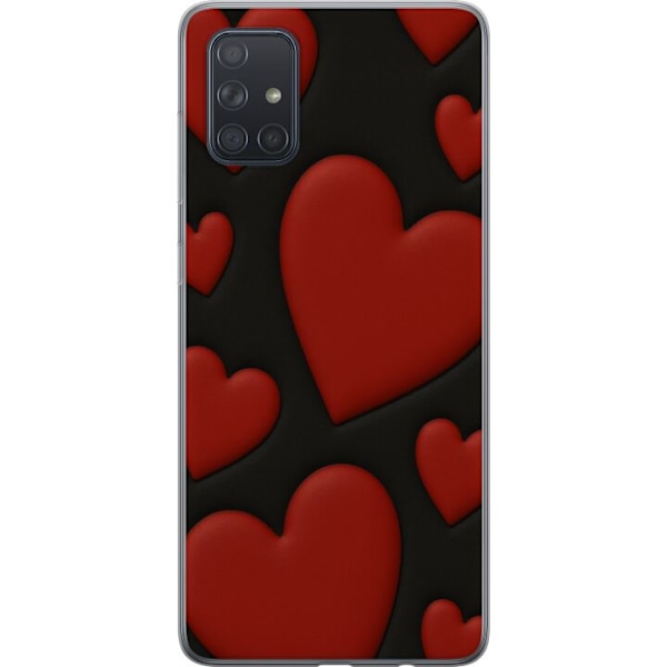 Samsung Galaxy A71 Läpinäkyvä kuori Punaiset Samettisydämet