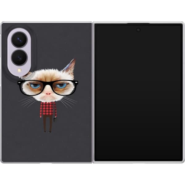 Kompatibelt Mobilskal till Samsung Galaxy Z Fold8 Grå kattgrafik grå
