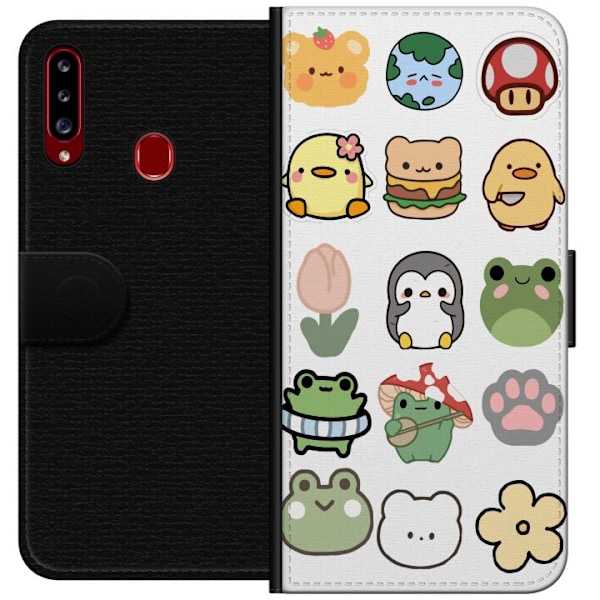 Samsung Galaxy A20s Plånboksfodral Kawaii Friends – söta figurer i japansk stil