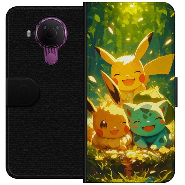 Nokia 5.4 Tegnebogsetui Pixelmonster spillestil - farverig des