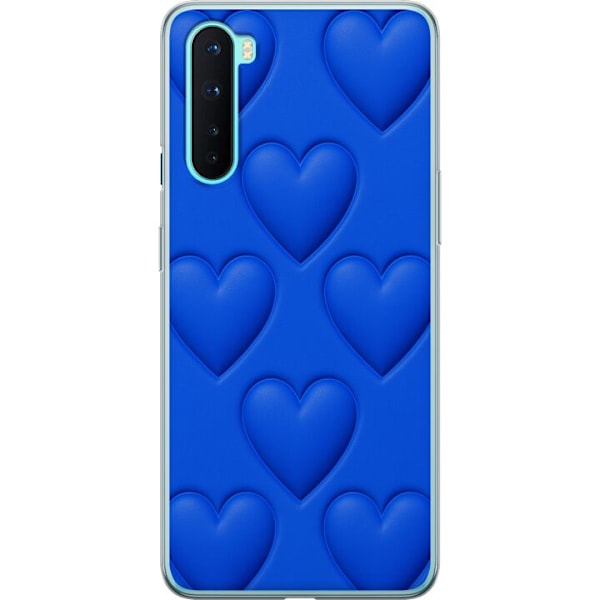 OnePlus Nord Läpinäkyvä kuori Siniset Sydämet