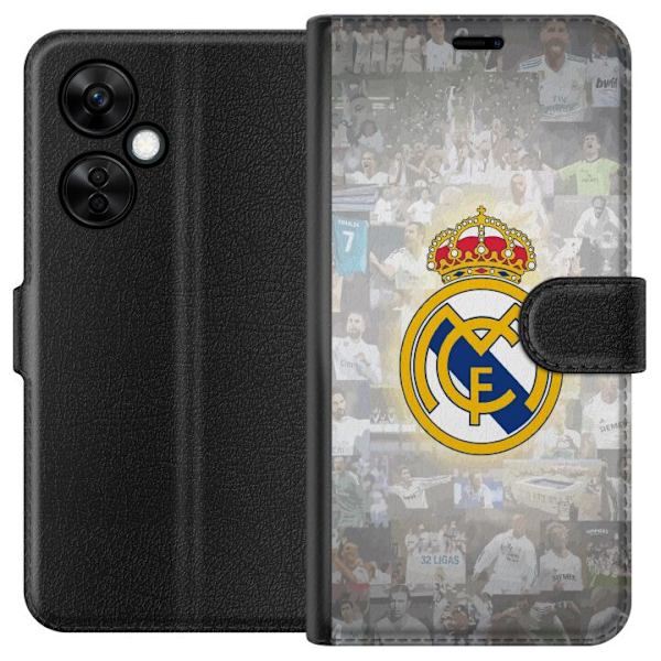 OnePlus Nord CE 3 Lite Lompakkokotelo Real Madrid -emblem Jalkapallokerho Tunnuksella Valkoinen Kulta Design Mestarien Liiga Mestari La Liga Fanit Iko