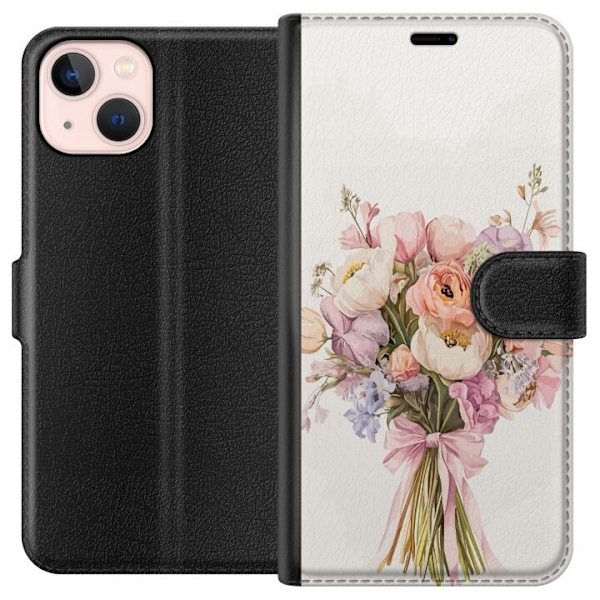 Apple iPhone 13 Tegnebogsetui Mobilcover med farverig blomsterbuket i romantisk stil