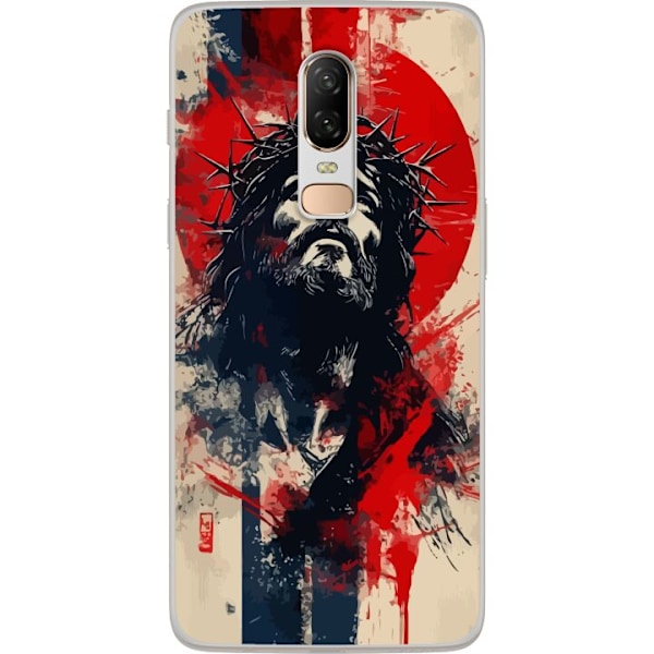 OnePlus 6 Gjennomsiktig deksel Jesus med kors - kristent motiv