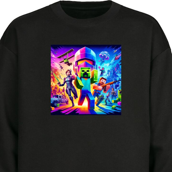 Sweatshirt for Voksen | Klassisk Collegegenser Fortnite vs Min svart L