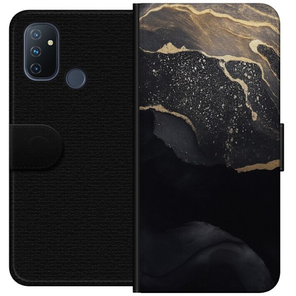 OnePlus Nord N100 Lompakkokotelo Musta kulta abstrakti